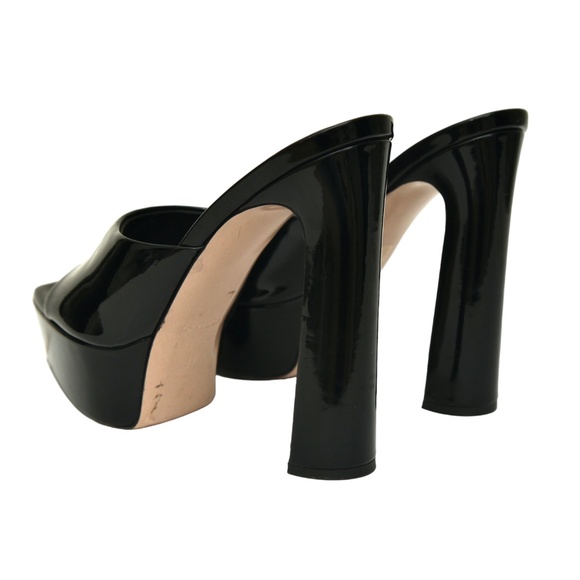 LE SILLA Black Patent Leather RESORT Mule Sandal Platform Heel Slip On 38 $790 - Picture 7 of 10